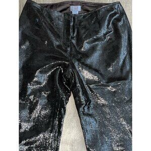 Shiny Black Genuine Leather Pants Womens Reptile Pattern Size 2 28" Waist Sleek